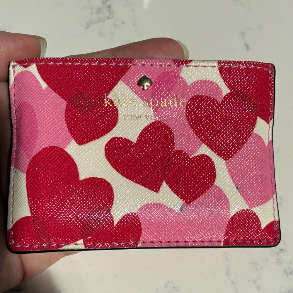 Kate Spade Red and Pink Heart credit card holder Wallet